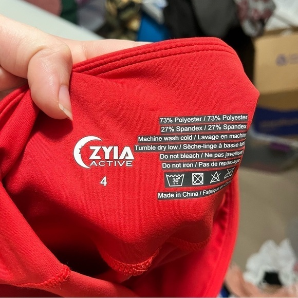 Zyia Active Red Purple Royalty Stripe Light N Tight High Rise Leggings Size 4 K2 - Picture 5 of 6